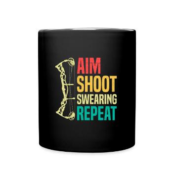 Aim Solve Swearing Again Archery - Full Colour Mug - black - Front