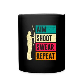 Aim Solve Swearing Again Archery - Full Colour Mug - black - Front