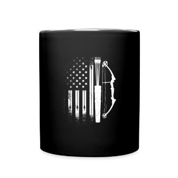 USA Bogenschießen US Flagge Bogenschütze - Tasse einfarbig - Schwarz - Vorne