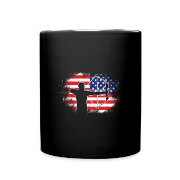 USA Bogenschießen US Flagge Bogenschütze - Tasse einfarbig - Schwarz - Vorne
