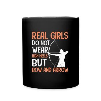 Real girls wear bow and arrow archery - Full Colour Mug - black - Front