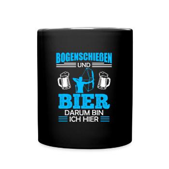 Bogenschießen und Bier Männer - Tasse einfarbig - Schwarz - Vorne