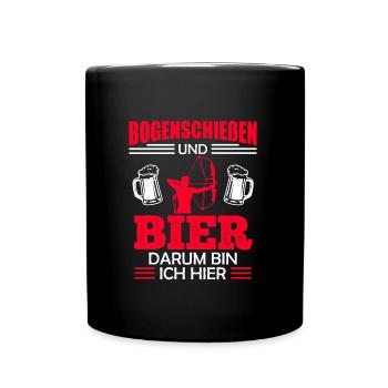Bogenschießen und Bier Männer - Tasse einfarbig - Schwarz - Vorne