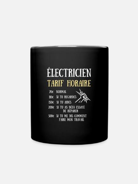 tarif horaire électricien humour électricité homme - Mug uni - noir