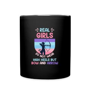 Les vraies filles portent du tir à l’arc et des flèches - Mug uni - noir - Devant
