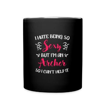 Damen Bogenschießen - Tasse einfarbig - Schwarz - Vorne