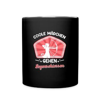 Coole Frauen gehen Bogenschießen - Tasse einfarbig - Schwarz - Vorne