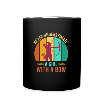 Ne sous-estimez jamais une fille avec un arc d’arc - Mug uni - noir - Devant