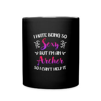 Damen Bogenschießen - Tasse einfarbig - Schwarz - Vorne