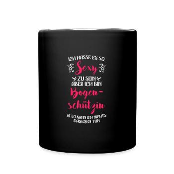 Damen Bogenschießen - Tasse einfarbig - Schwarz - Vorne