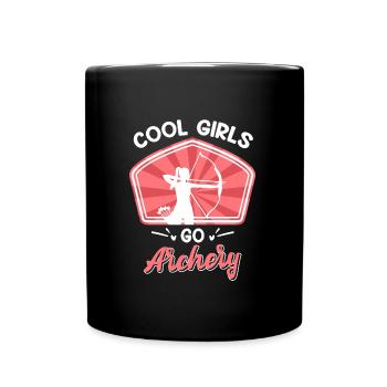 Coole Frauen gehen Bogenschießen - Tasse einfarbig - Schwarz - Vorne