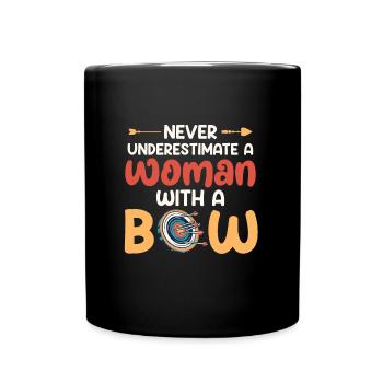 Never underestimate women with archery - Full Colour Mug - black - Front