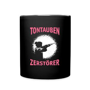 Tontauben Zerstörer Damen Tontaubenschießen - Tasse einfarbig - Schwarz - Vorne