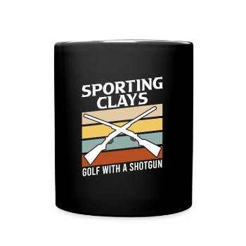 Clay pigeon shooting golf with shotgun - Full Colour Mug - black - Front