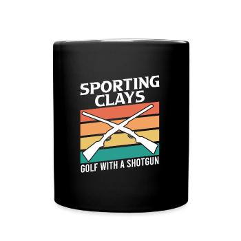 Clay pigeon shooting golf with shotgun - Full Colour Mug - black - Front
