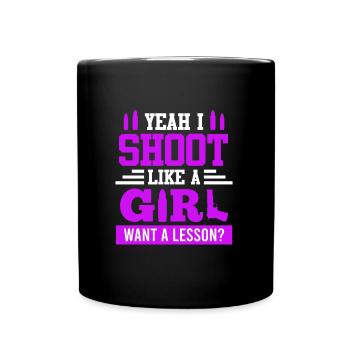 Tirez comme une fille Tir de femmes - Mug uni - noir - Devant