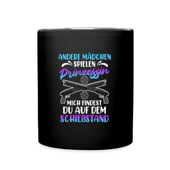 Mich findest du auf dem Schießstand Damen - Tasse einfarbig - Schwarz - Vorne