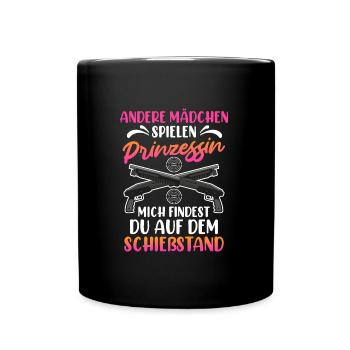 Mich findest du auf dem Schießstand Damen - Tasse einfarbig - Schwarz - Vorne