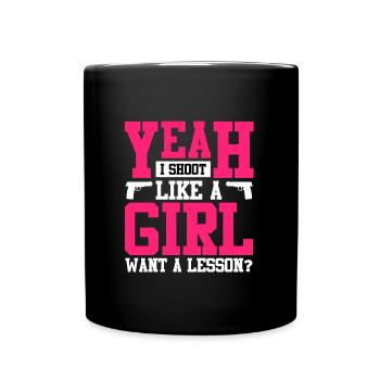 Girl Shooting Damen Tontaubenschießen - Tasse einfarbig - Schwarz - Vorne