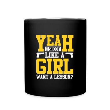 Girl Shooting Damen Tontaubenschießen - Tasse einfarbig - Schwarz - Vorne