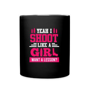 Tirez comme une fille Tir de femmes - Mug uni - noir - Devant
