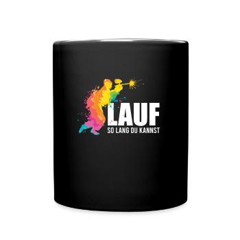 Paintballspieler lauf so lange du kannst Paintball - Tasse einfarbig - Schwarz - Vorne