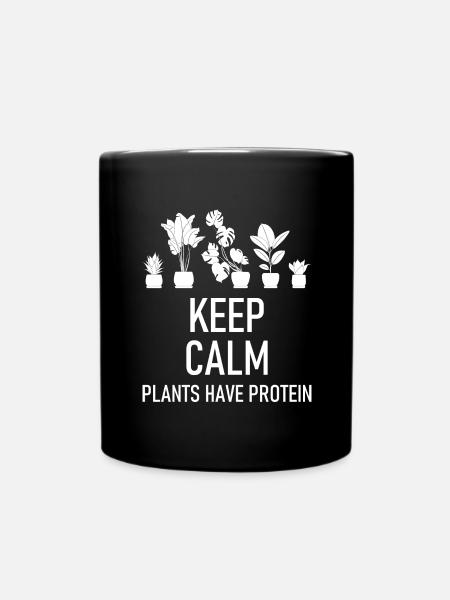 Keep calm plants have protein graphic - Full Colour Mug - black