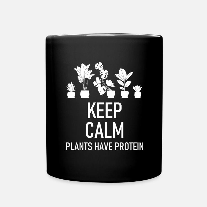Keep calm plants have protein graphic - Full Colour Mug - black