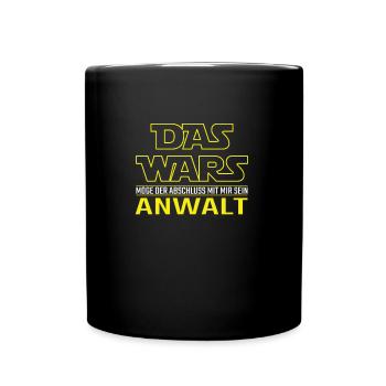 Das Wars Abschluss Anwalt Ausbildung Geschenkidee - Tasse einfarbig - Schwarz - Vorne