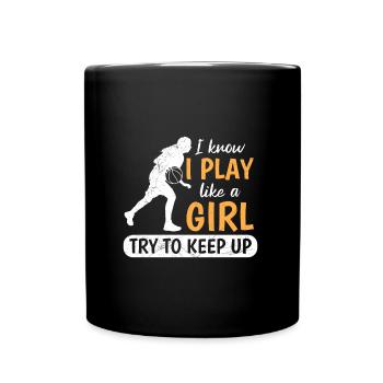 Frauen Basketball Versuch doch mitzuhalten - Tasse einfarbig - Schwarz - Vorne