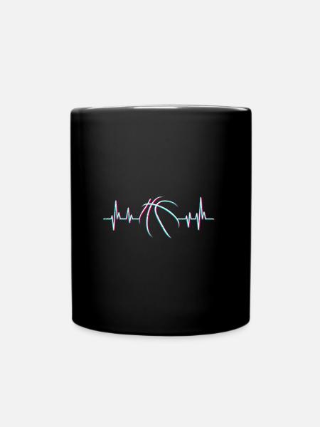 Basketball Herzschlag Basketballer - Tasse einfarbig - Schwarz