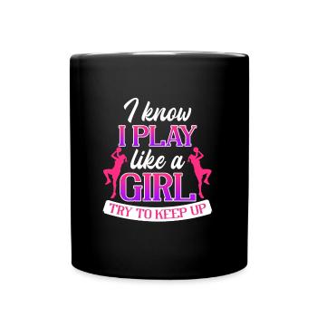 Play Basketball like a Girl Basketballer - Tasse einfarbig - Schwarz - Vorne