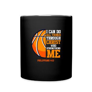 Basketball Bible Quote I can do all the things - Full Colour Mug - black - Front