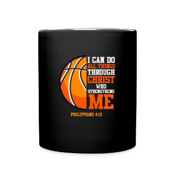 Basketball Bible Quote I can do all the things - Full Colour Mug - black - Front