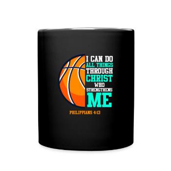 Basketball Bibel Zitat I can do all the things - Tasse einfarbig - Schwarz - Vorne