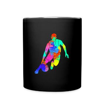 Basketball Player Silhouette Basketball Art - Full Colour Mug - black - Front