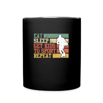 Eat Sleep get Kids to Sport repeat Basketball Papa - Full Colour Mug - black - Front