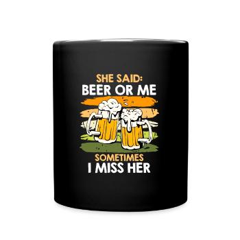 Men Beer Saying Wife or Beer Beer Drinker - Full Colour Mug - black - Front
