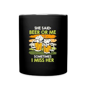 Men Beer Saying Wife or Beer Beer Drinker - Full Colour Mug - black - Front