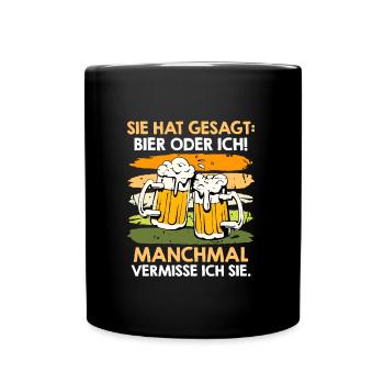 Men Beer Saying Wife or Beer Beer Drinker - Full Colour Mug - black - Front