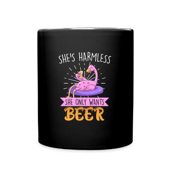 Die tut nix die will nur Bier Flamingo - Tasse einfarbig - Schwarz - Vorne