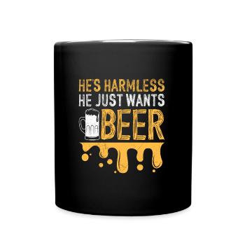 He only wants beer men beer drinker grill - Full Colour Mug - black - Front