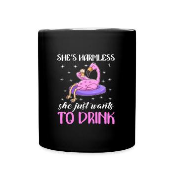 She doesn't do anything she just wants to drink Party Festival - Full Colour Mug - black - Front