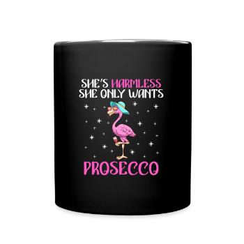 Damen Feiern Party Die will nur Prosecco - Tasse einfarbig - Schwarz - Vorne