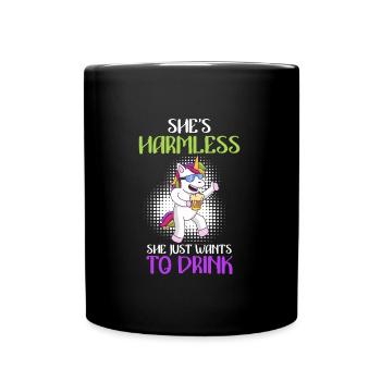 She doesn't do anything who just wants to drink ladies party - Full Colour Mug - black - Front