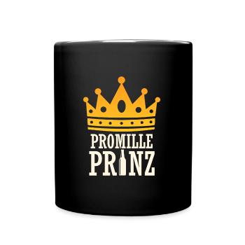 Promille Prinz Biertrinker Säufer - Tasse einfarbig - Schwarz - Vorne