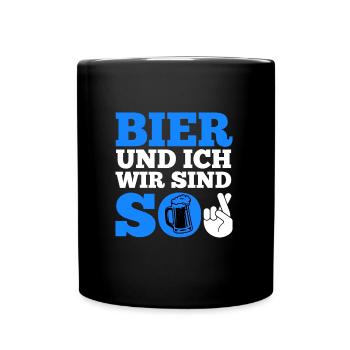 Bier und ich sind so Biertrinker Griller BBQ - Tasse einfarbig - Schwarz - Vorne