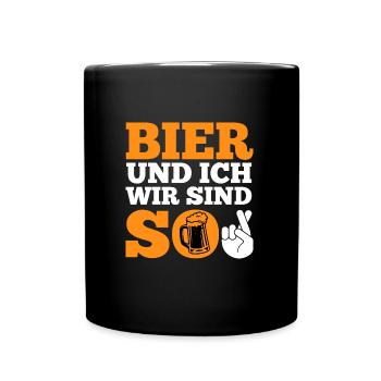 Bier und ich sind so Biertrinker Griller BBQ - Tasse einfarbig - Schwarz - Vorne
