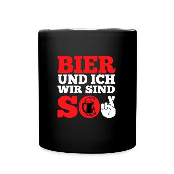Bier und ich sind so Biertrinker Griller BBQ - Tasse einfarbig - Schwarz - Vorne