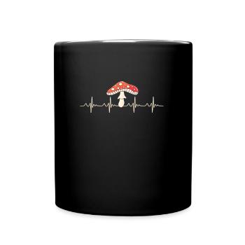 Mushroom Picker Heartbeat Heart Rate ECG - Full Colour Mug - black - Front